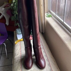 Franco Sarto FAYE leather OTK boots Sz 7 Burgundy